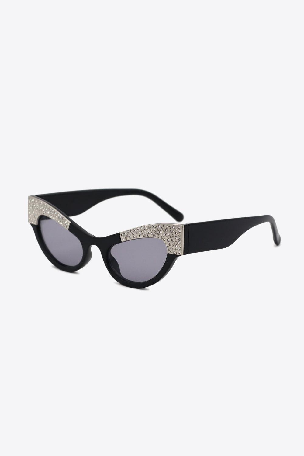 UV400 Rhinestone Trim Cat-Eye Sunglasses - 808Lush