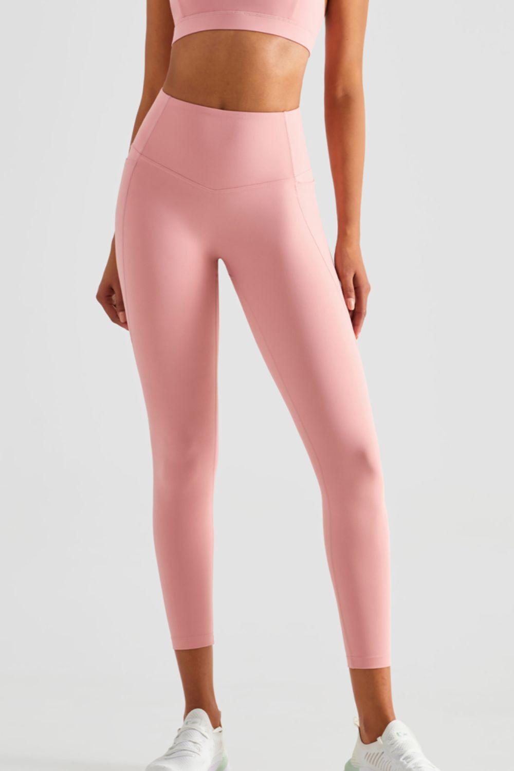 Wide Waistband Sports Leggings with Pockets - 808Lush