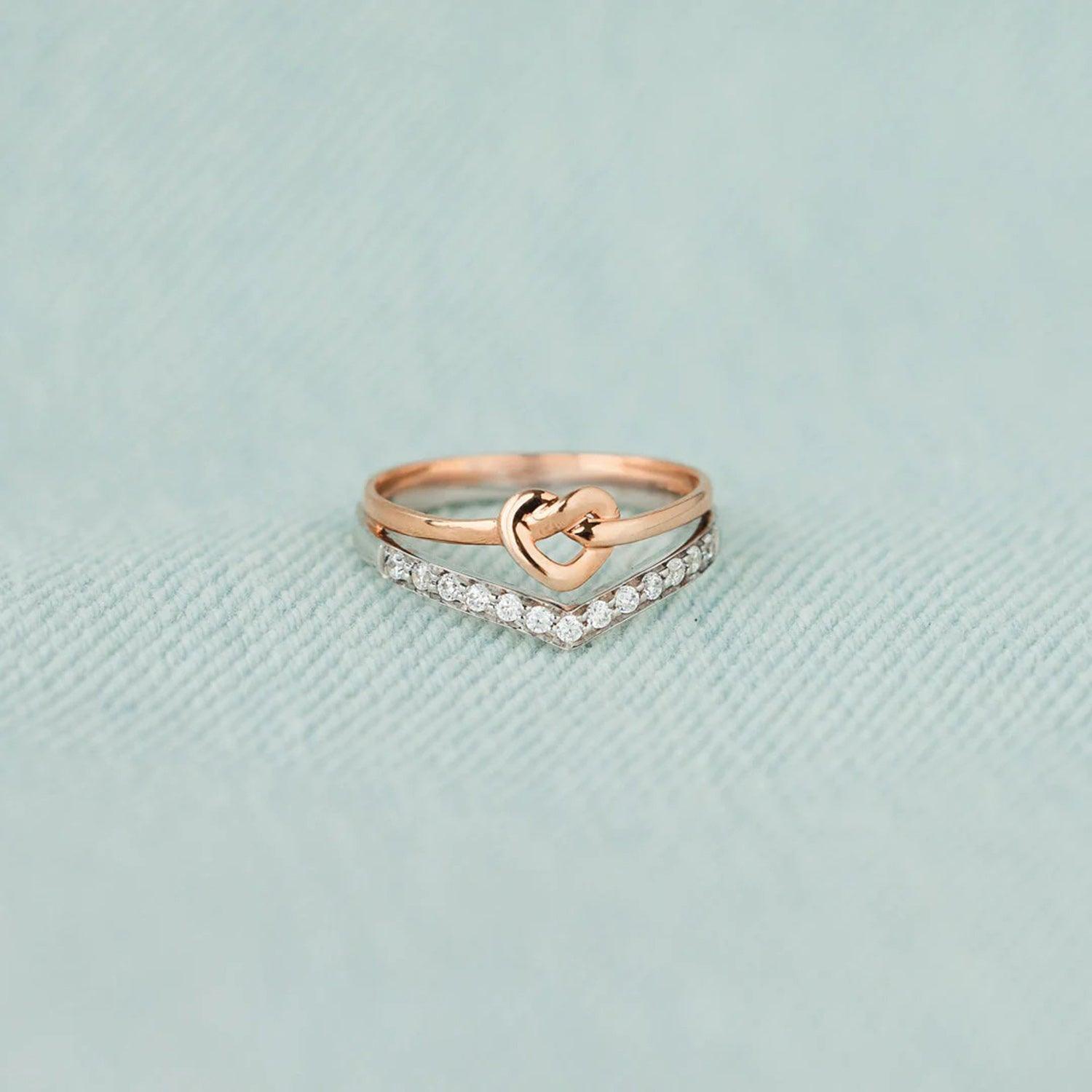 Knotted Heart Shape Inlaid Zircon Ring - 808Lush