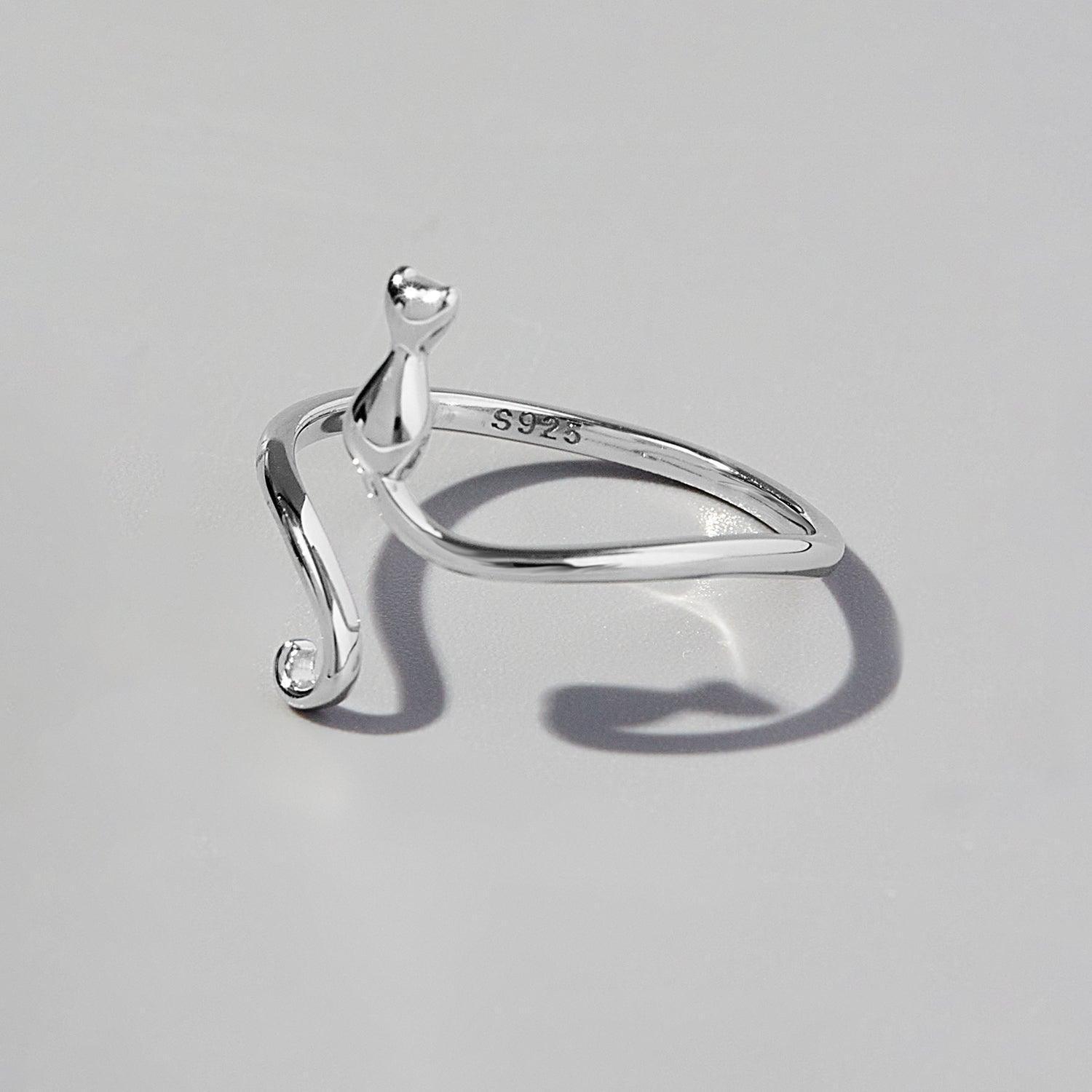 Cat Shape 925 Sterling Silver Ring - 808Lush