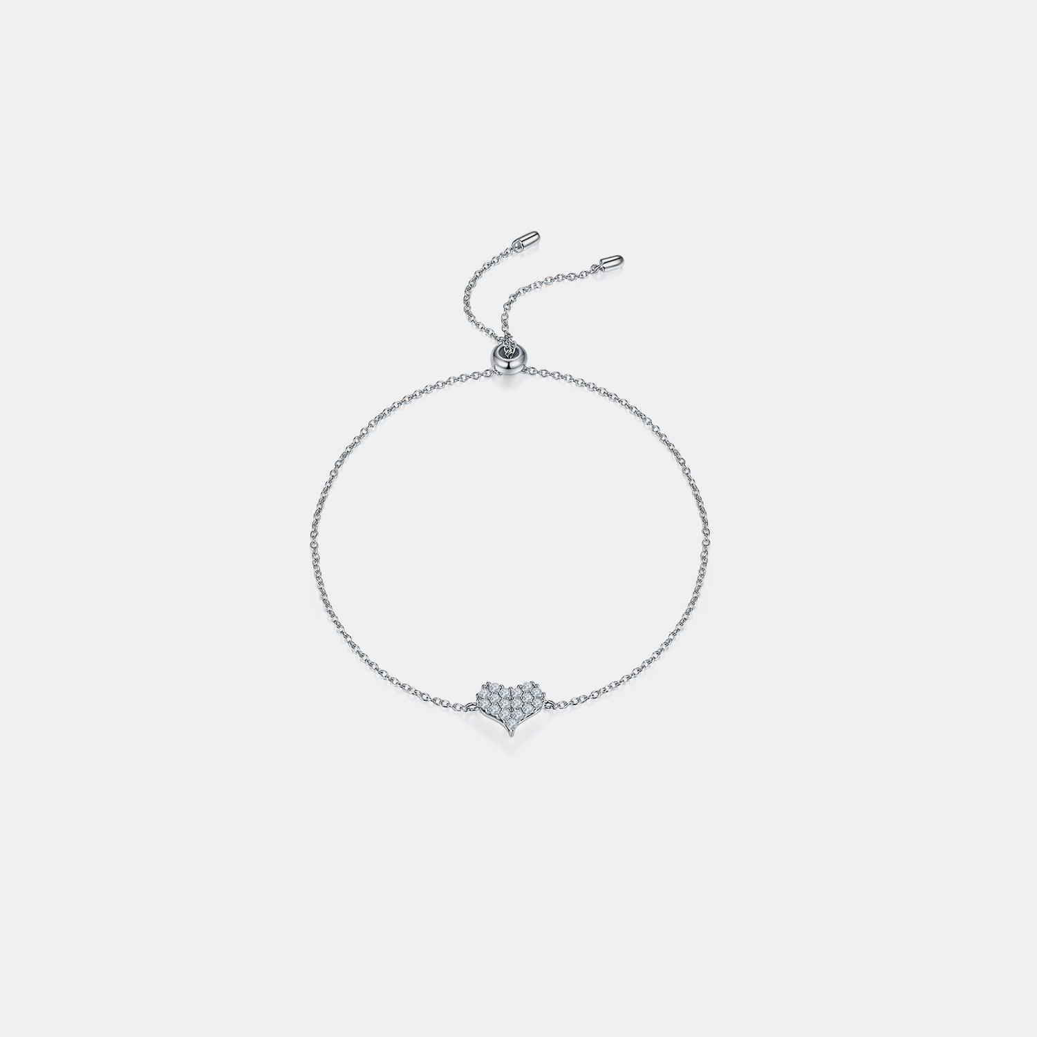 Moissanite 925 Sterling Silver Heart Bracelet - 808Lush