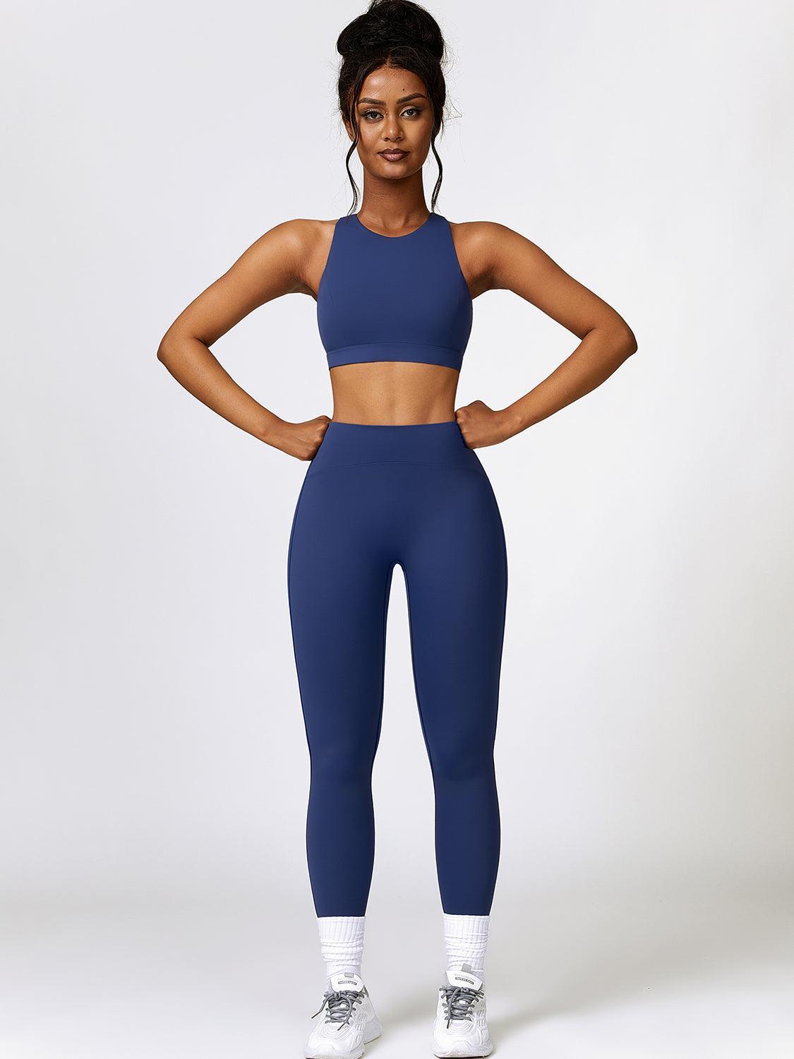 Cutout Cropped Sport Tank and Leggings Set - 808Lush