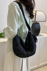 Textured Polyester Shoulder Bag - 808Lush