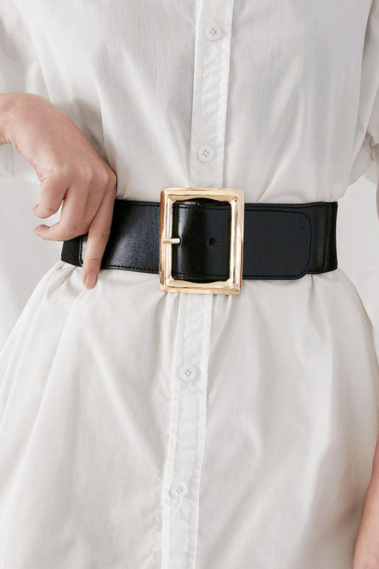 Rectangle Buckle Elastic Wide Belt - 808Lush