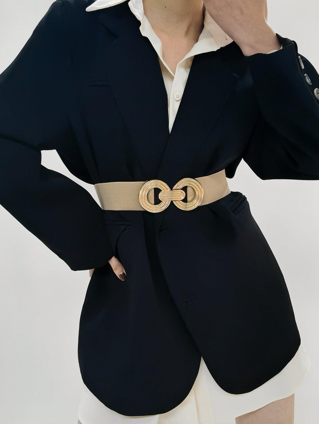 Geometric Buckle Elastic Wide Belt - 808Lush