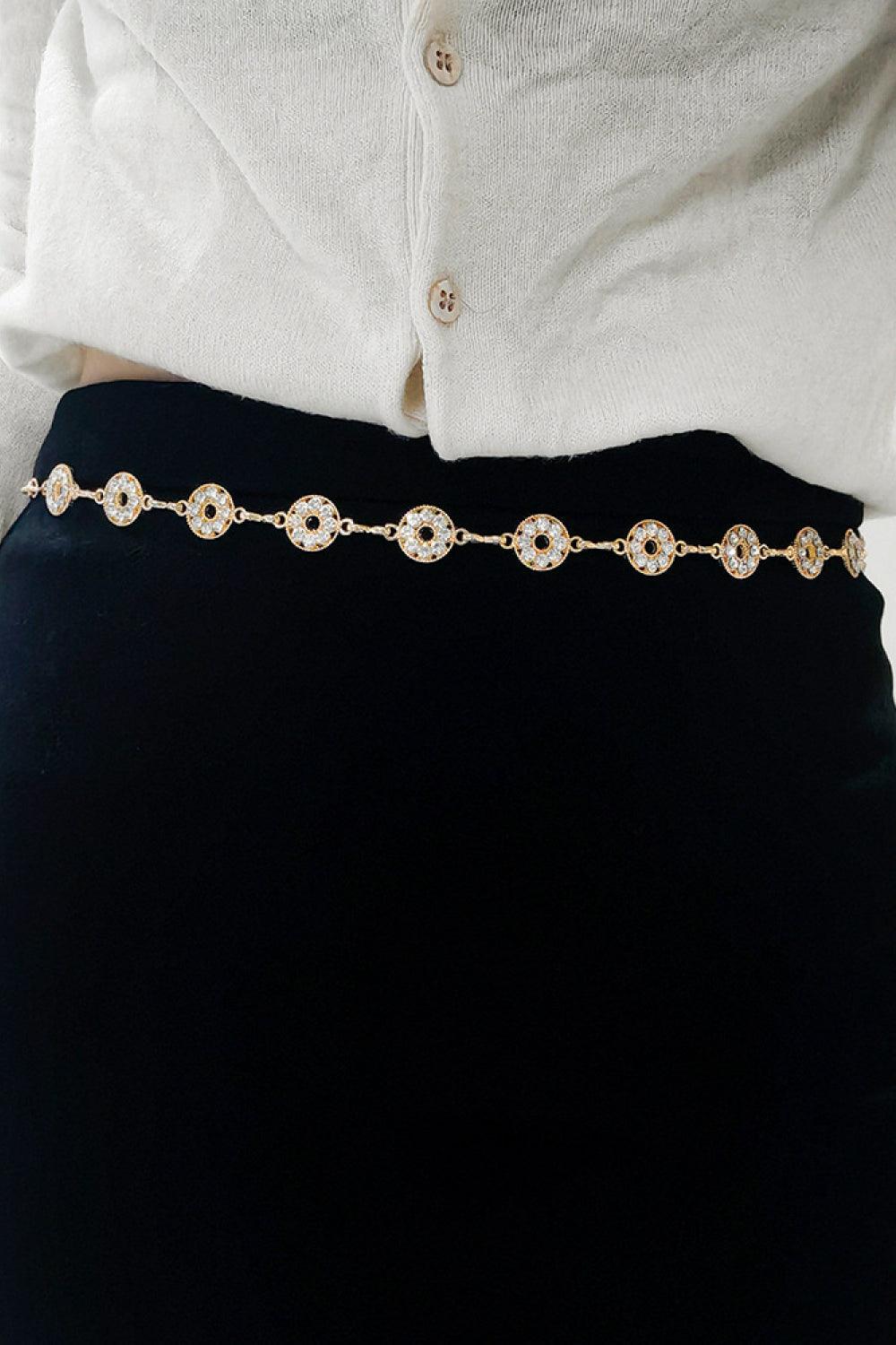 Rhinestone Decor Zinc Alloy Belt - 808Lush