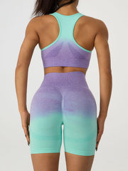 Gradient Scoop Neck Tank and High Waist Shorts Active Set - 808Lush