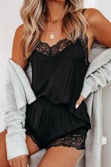 Lace Detail Cami and Shorts Lounge Set - 808Lush