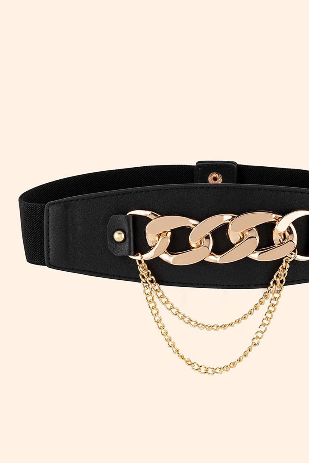 Chain Detail PU Leather Belt - 808Lush