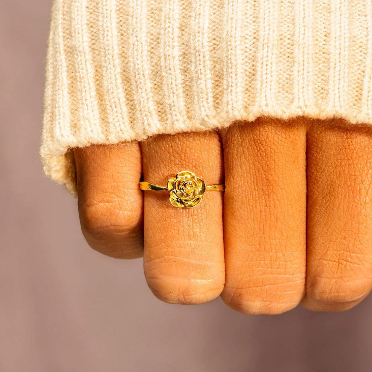 Rose Shape 18K Gold-Plated Ring - 808Lush