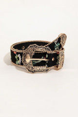 Embroidered PU Leather Adjustable Buckle Belt - 808Lush