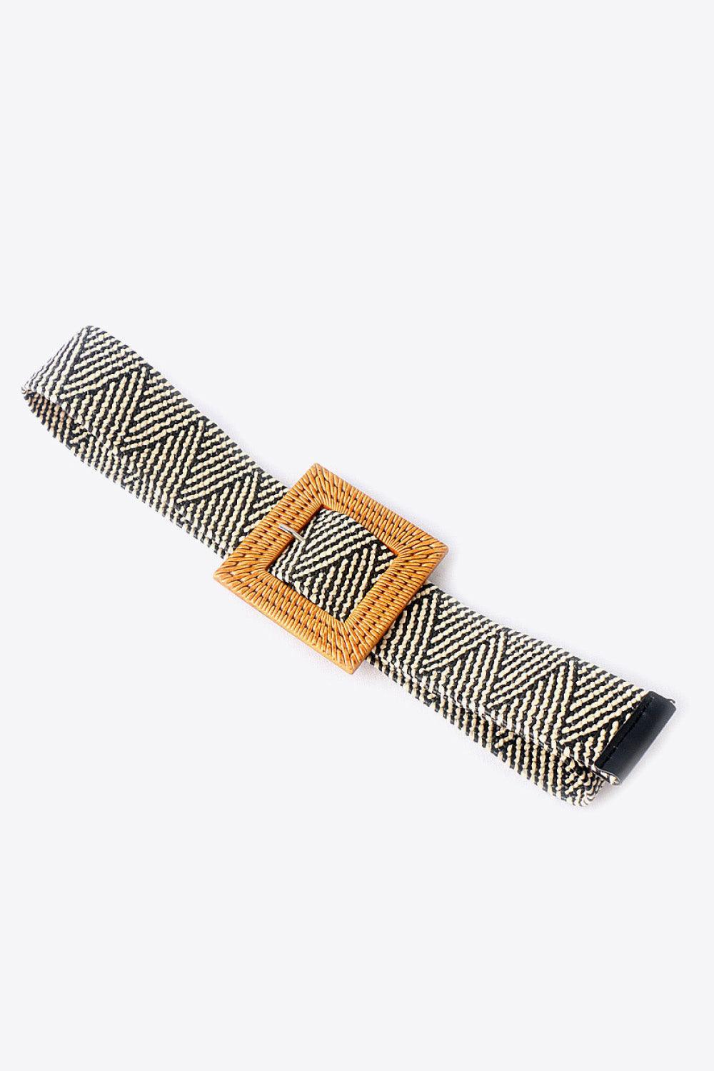 Square Buckle Elastic Braid Belt - 808Lush