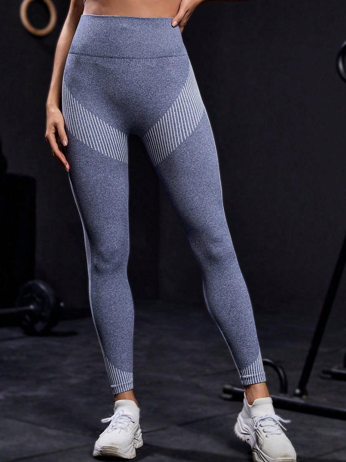 Striped High Waist Active Pants - 808Lush