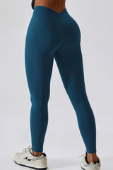 Wide Waistband Slim Fit Back Pocket Sports Leggings - 808Lush