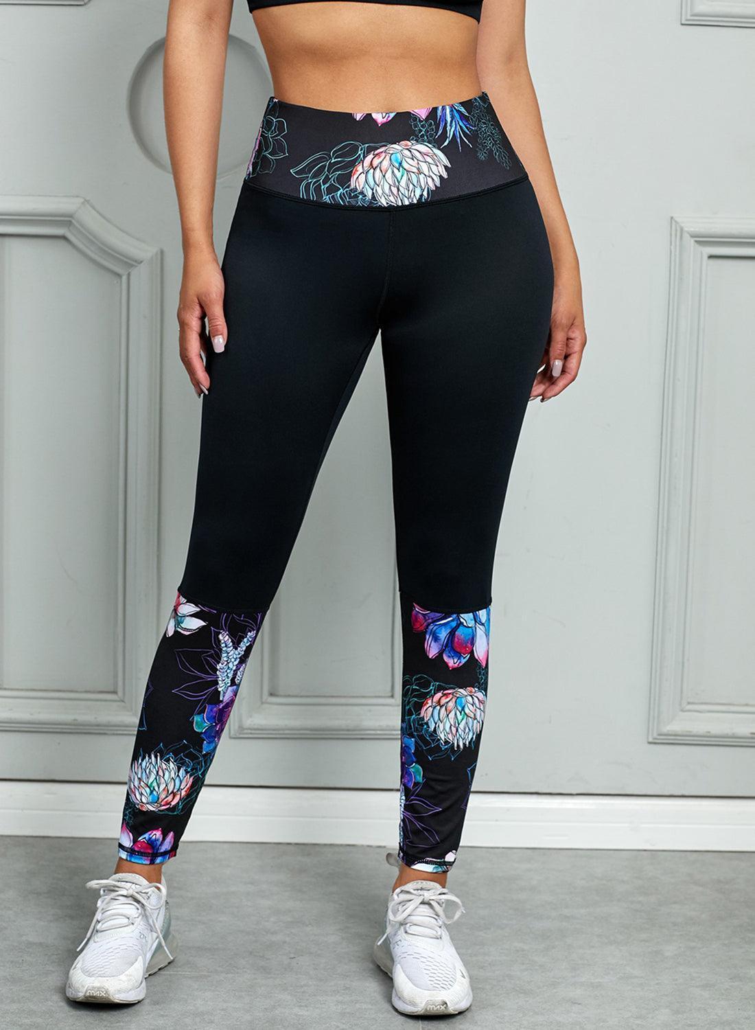 Printed Wide Waistband Active Leggings - 808Lush