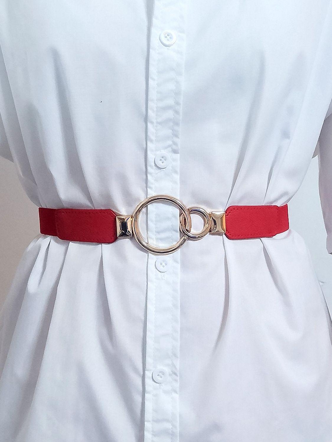 Double Ring Buckle Elastic PU Belt - 808Lush