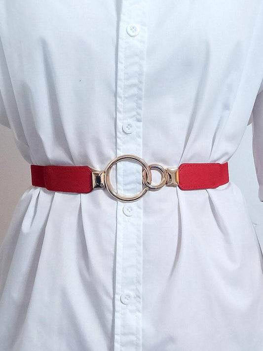 Double Ring Buckle Elastic PU Belt - 808Lush