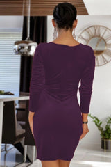 Surplice Long Sleeve Mini Dress - 808Lush