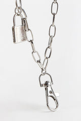 Double Layered Iron Chain Belt with Lock Charm - 808Lush