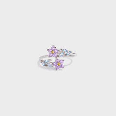 Flower Shape Inlaid Zircon 925 Sterling Silver Ring - 808Lush