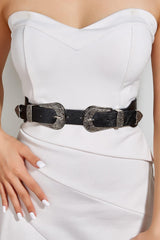 Double Buckle PU Leather Belt - 808Lush