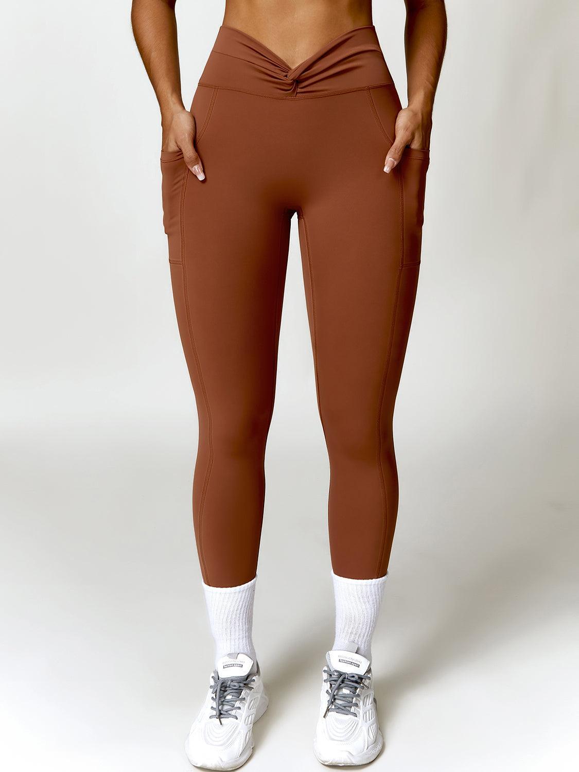 Twisted High Waist Active Pants with Pockets - 808Lush