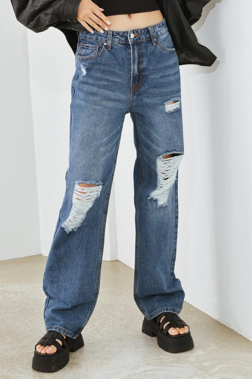 Distressed High Waist Jeans