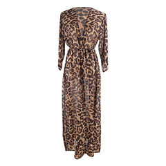 Leopard Point Loose Cardigan Beach Sun Protection Cover Up