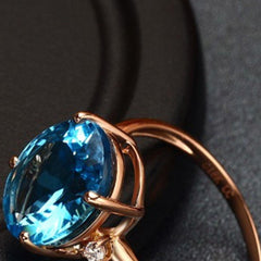 Rose Gold-Plated Artificial Gemstone Ring - 808Lush