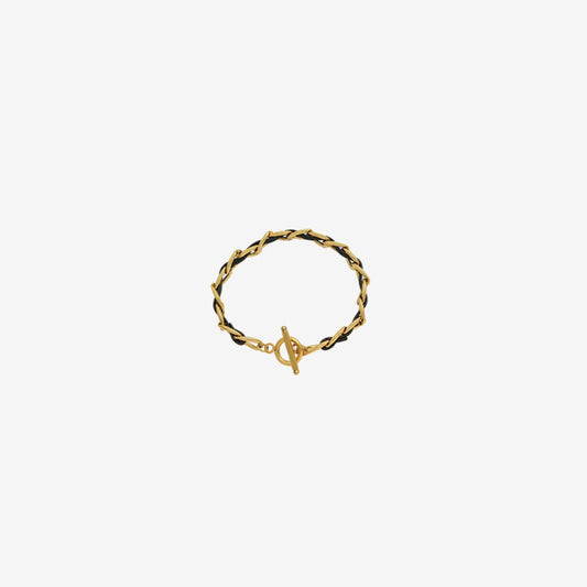 18K Gold-Plated Leather Chain Bracelet - 808Lush