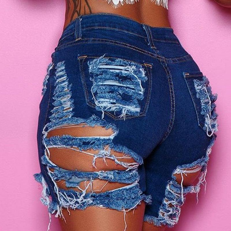 Women Stretch Ripped Denim Shorts - 808Lush