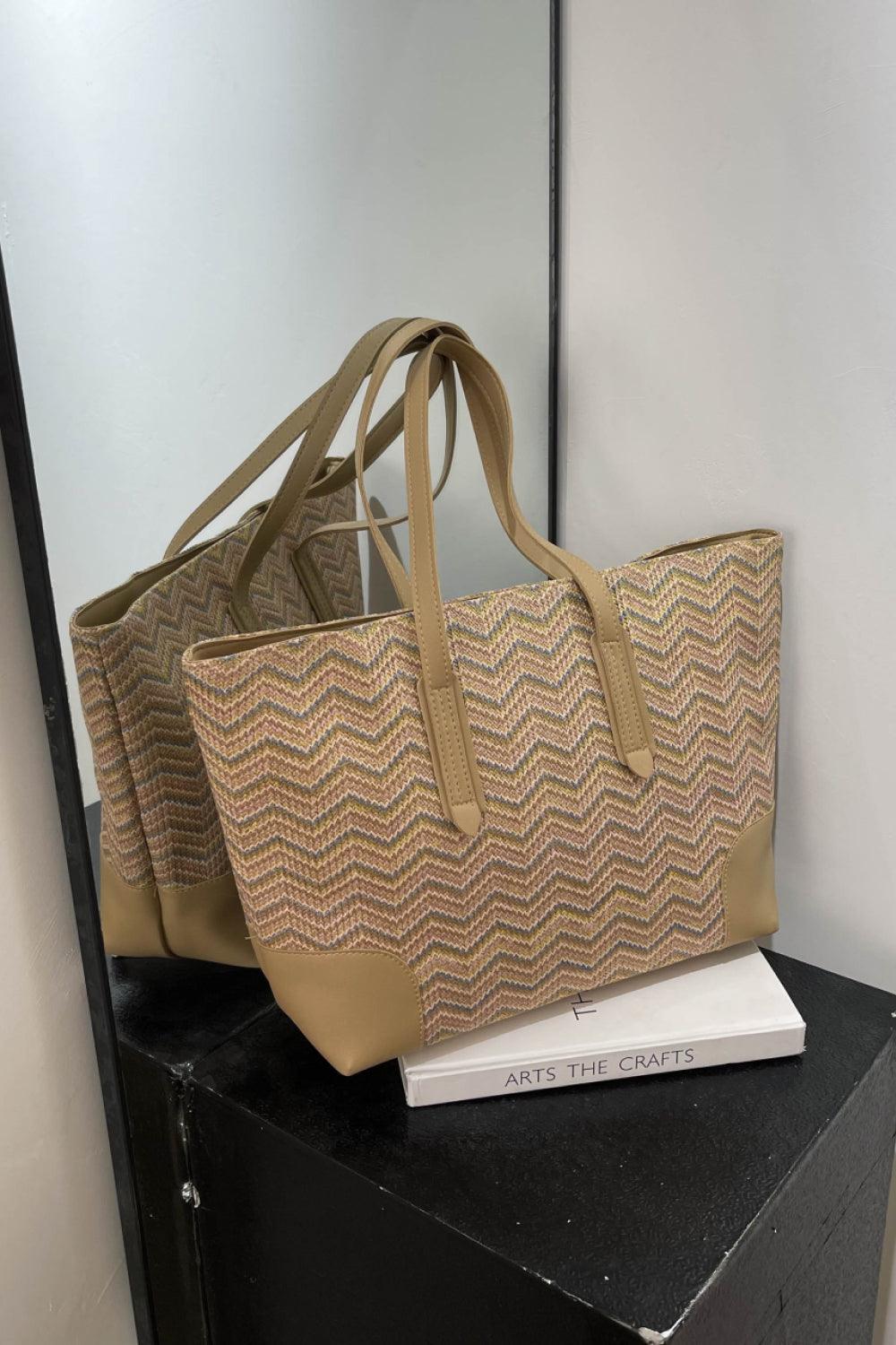 Chevron Straw Tote Bag - 808Lush