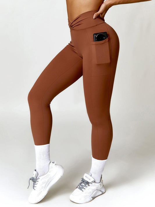 Twisted High Waist Active Pants with Pockets - 808Lush