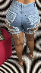 Women Stretch Ripped Denim Shorts - 808Lush