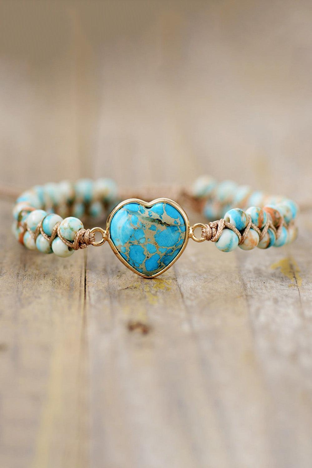 Handmade Heart Shape Natural Stone Bracelet - 808Lush