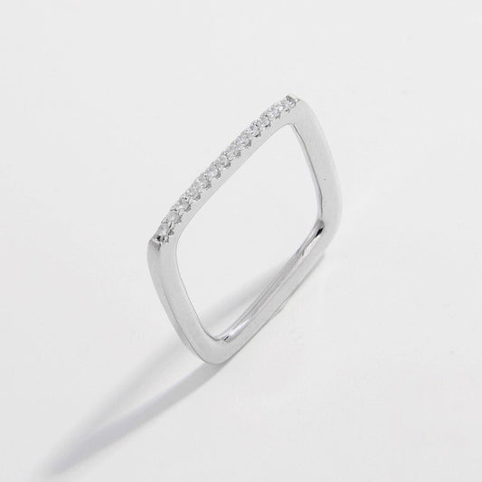 925 Sterling Silver Zircon Square Ring - 808Lush
