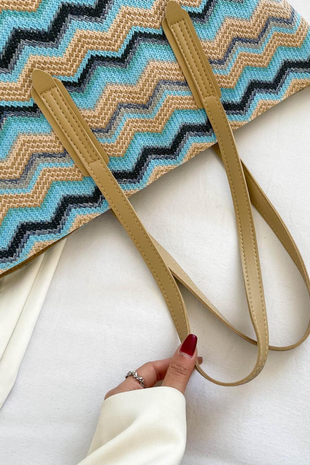 Chevron Straw Tote Bag - 808Lush