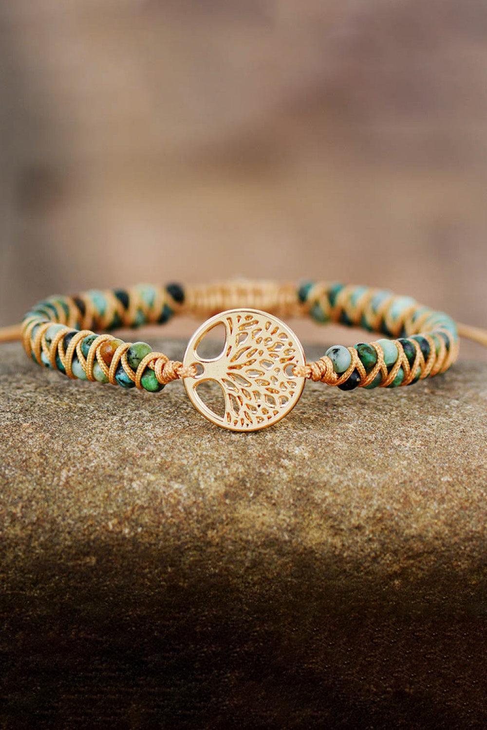 Handmade Tree Shape Beaded Copper Bracelet - 808Lush