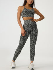 Leopard Crisscross Top and Leggings Active Set - 808Lush