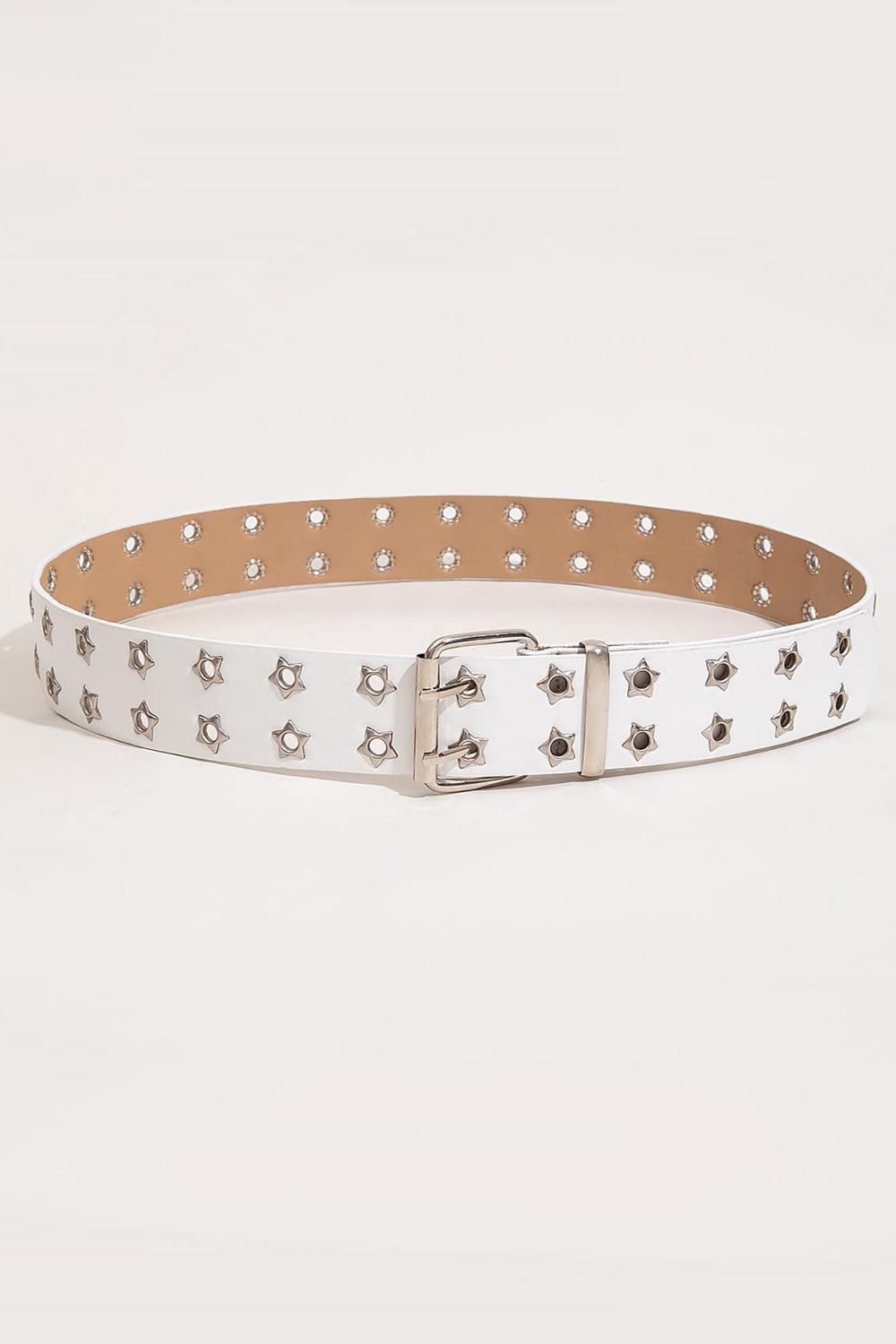 Double Row Star Grommet PU Leather Belt - 808Lush