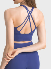 Scoop Neck Crisscross Straps Sports Bra - 808Lush