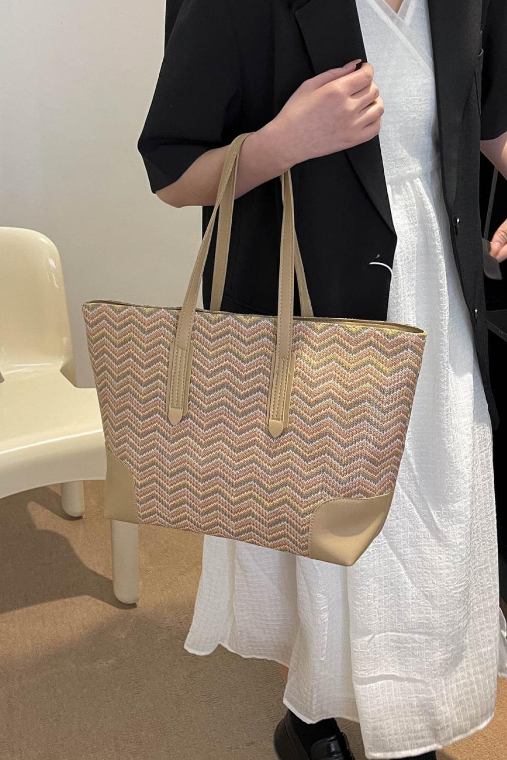 Chevron Straw Tote Bag - 808Lush