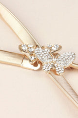 Rhinestone Butterfly Elastic Metal Belt - 808Lush