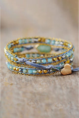 Handmade Teardrop Shape Triple Layer Beaded Bracelet - 808Lush