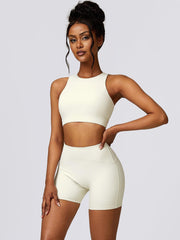 Cutout Cropped Sport Tank and Shorts Set - 808Lush