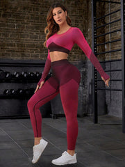 Striped Long Sleeve Top and Leggings Sports Set - 808Lush