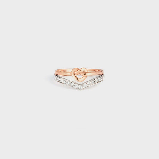 Knotted Heart Shape Inlaid Zircon Ring - 808Lush