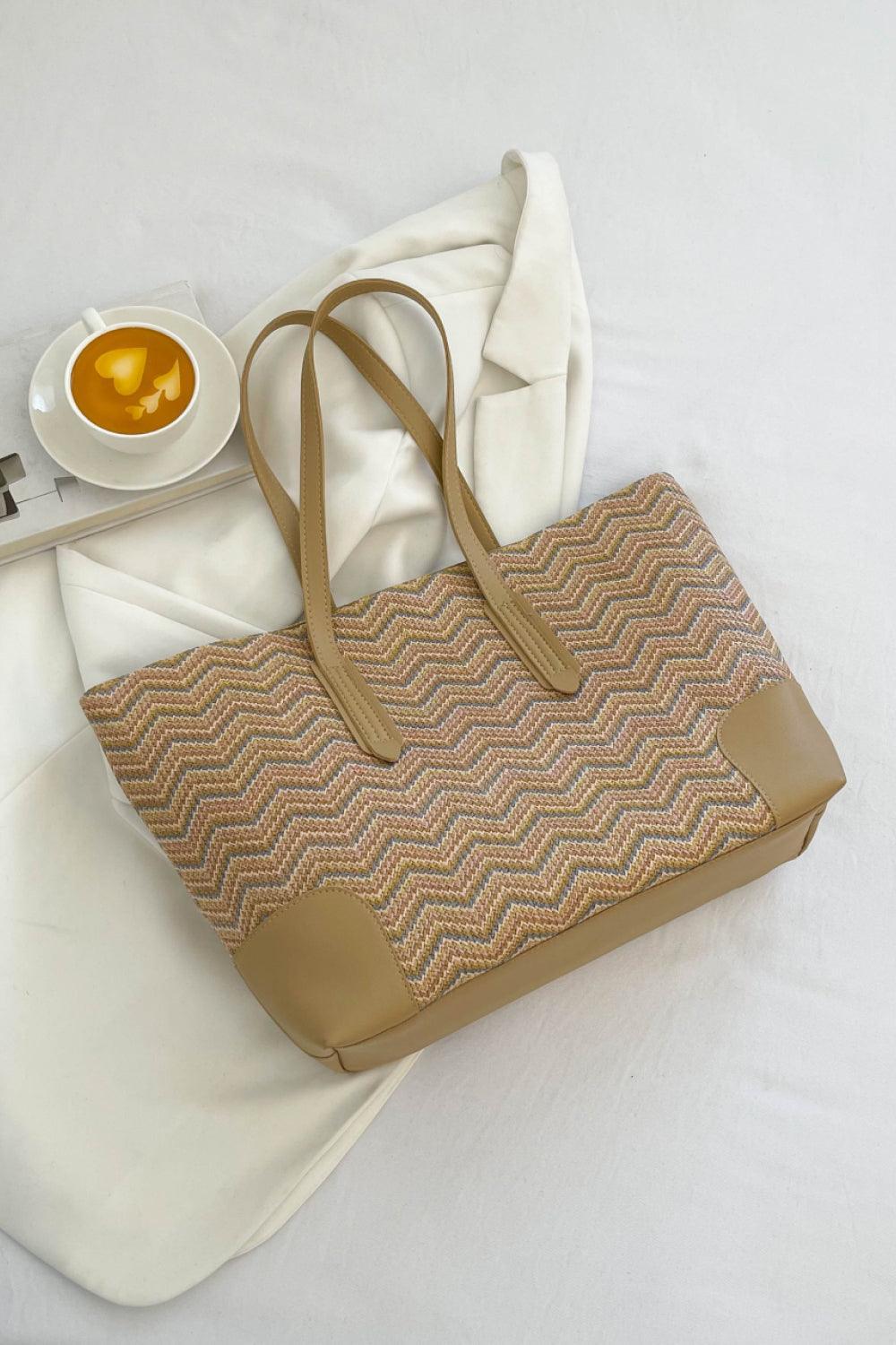 Chevron Straw Tote Bag - 808Lush