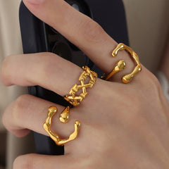 18K Gold-Plated Irregular Open Ring - 808Lush