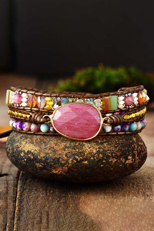 Handmade Crystal Beaded Natural Stone Bracelet - 808Lush